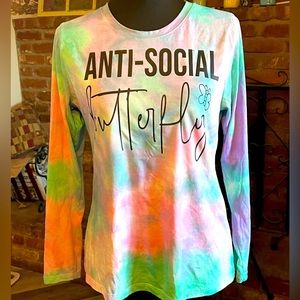 (NEW)anti -social butterfly woman’s long sleeve T shirt